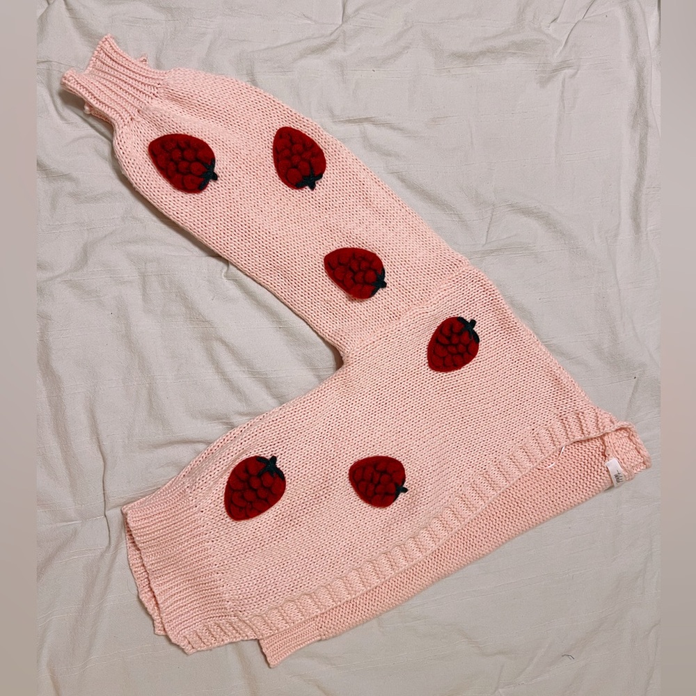 Talulah Strawberry Knit Cardigan Size Medium Pink Red Embroidered - Picture 2 of 8